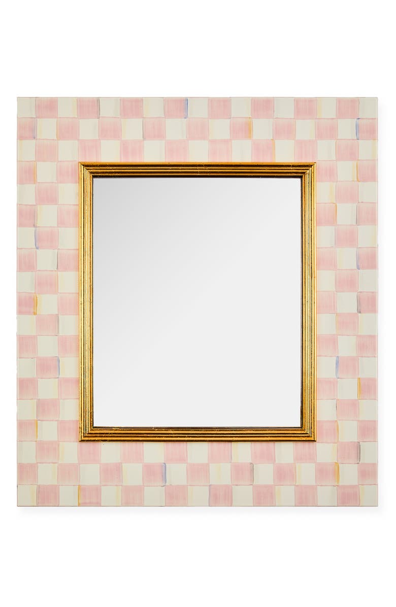 MACKENZIE CHILDS Rosy Check Enamel Wall Mirror, Main, color, Rosy