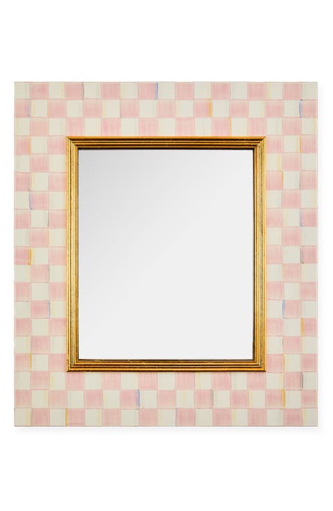 Rosy Check Enamel Wall Mirror