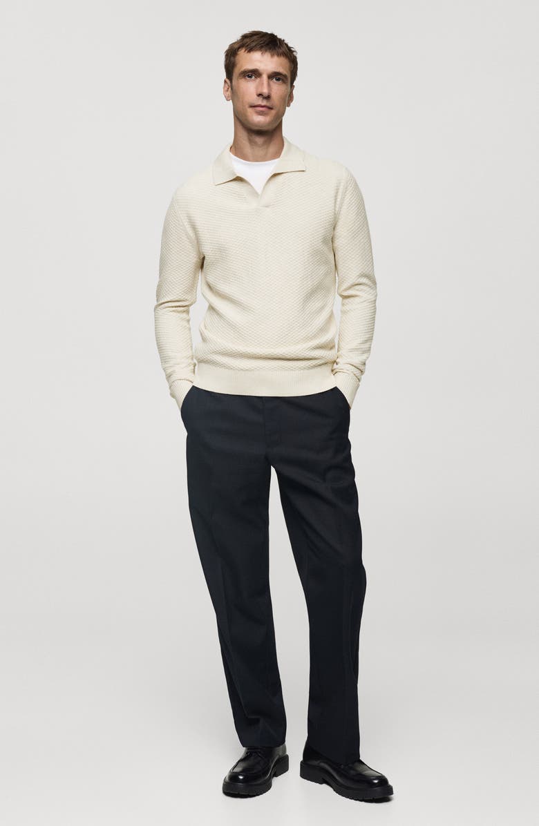 MANGO Textured Knit Polo Sweater, Alternate, color, 