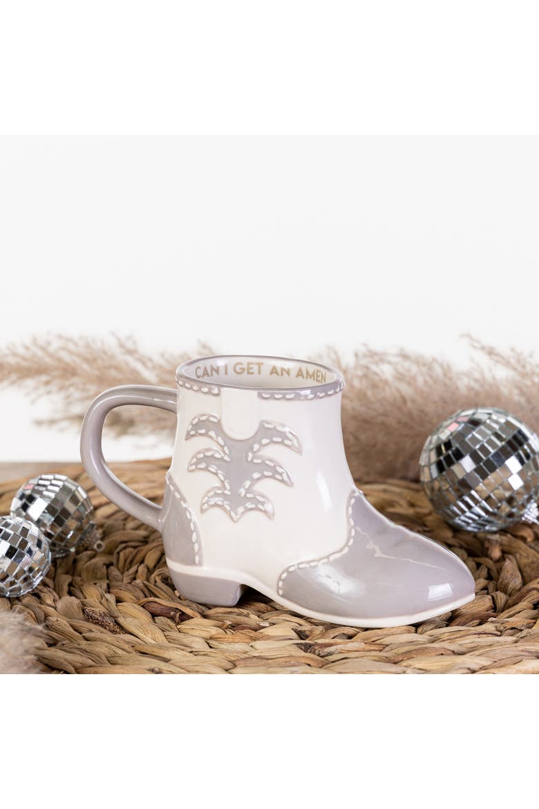 Can I Get An Amen Boot Mug Ceramic Brown 11.5 oz, Alternate, color, White