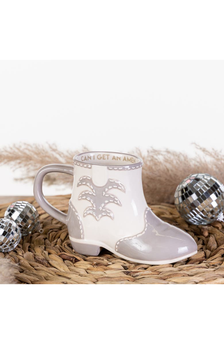 Totalee Gift Can I Get An Amen Boot Mug Ceramic Brown 11.5 oz, Alternate, color, White