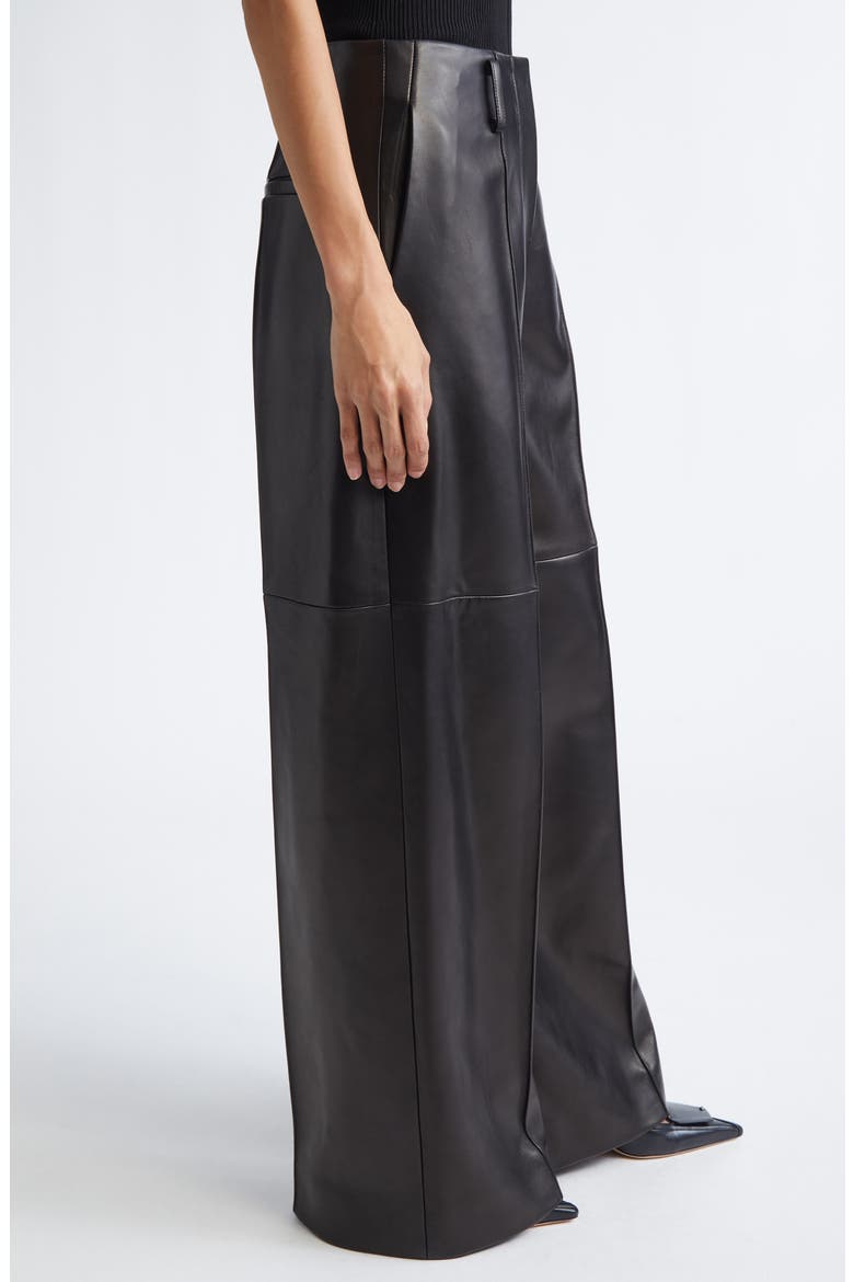 Mercury Wide Leg Leather Trousers, Alternate, color, BLACK