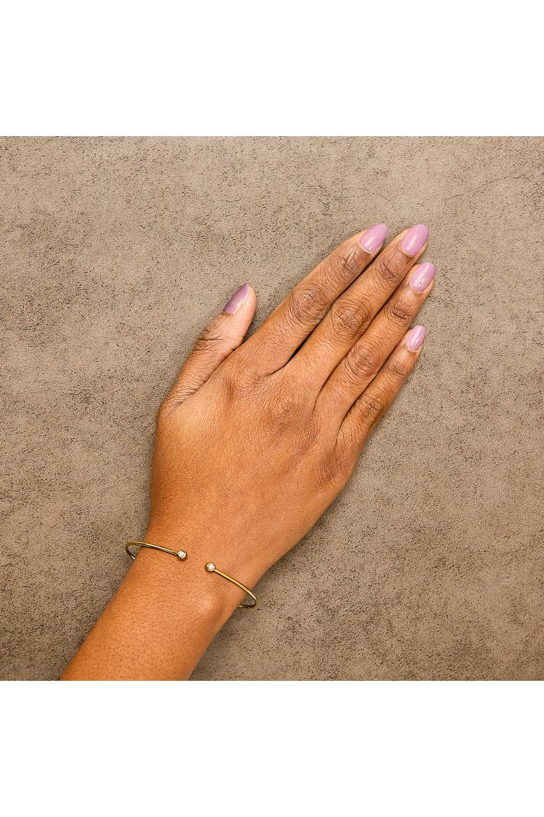 10K Yellow Gold plated Sterling Silver Lab Grown Diamond Accent Bezel Cuff Bangle Bracelet, Alternate, color, Yellow Gold over Silver