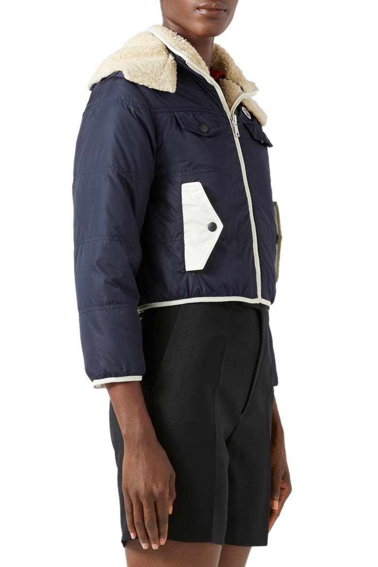GG Patch Reversible Faux Shearling & Nylon Jacket, Alternate, color, INK/ MILK