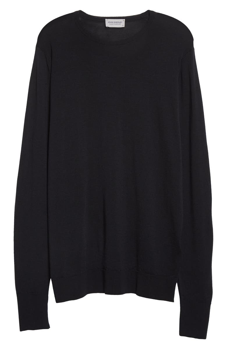 John Smedley Marcus Virgin Wool Crewneck Sweater, Alternate, color, Black