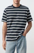 MANGO Regular Fit Stripe Cotton Blend T-Shirt