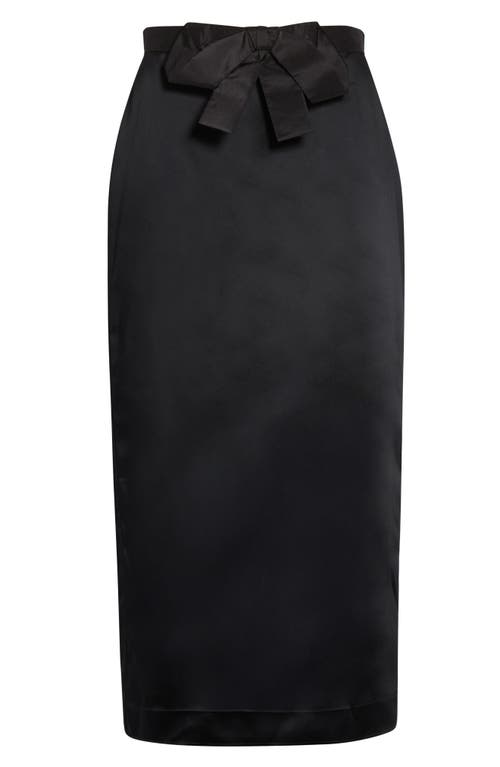 Valentino Bow Detail Satin Midi Skirt In Black