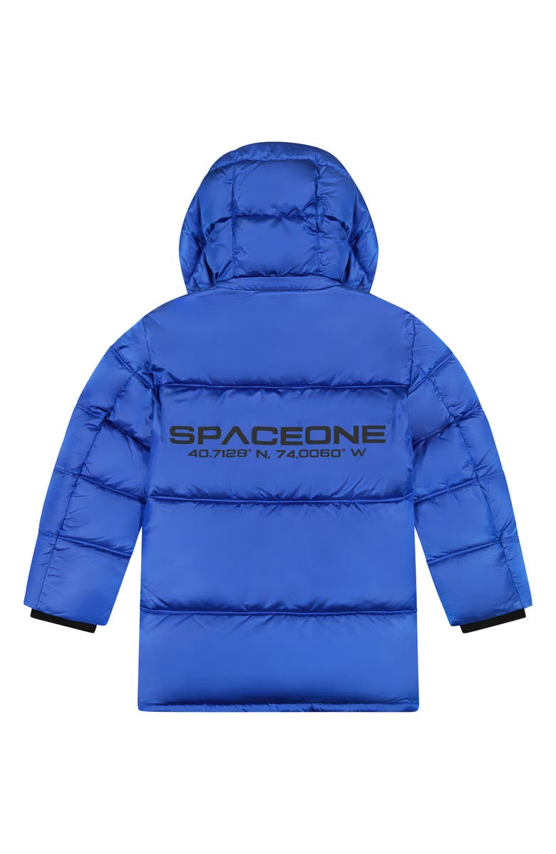 Andy & Evan Kids' Galactic Reversible Hodded Puffer Jacket, Alternate, color, Astronaut Blue