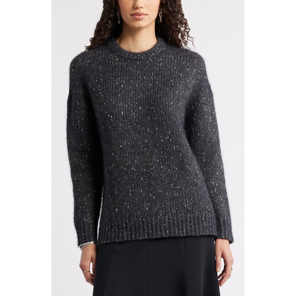 Nordstrom Metallic Crewneck Sweater In Gray
