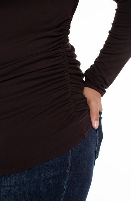 Liverpool Los Angeles Long Sleeve Ruched Jersey Top In Brown