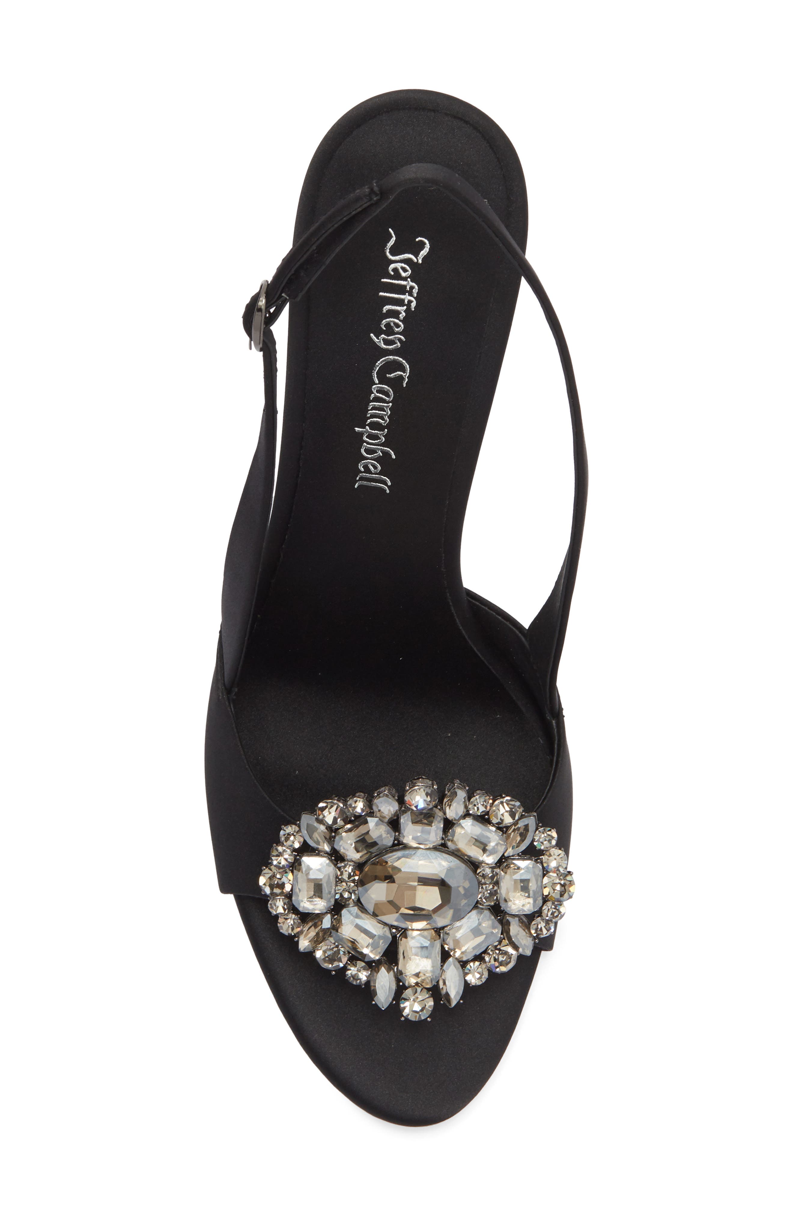Jeffrey Campbell Triomphe Crystal Embellished Slingback Sandal, Alternate, color, Black Satin Pewter