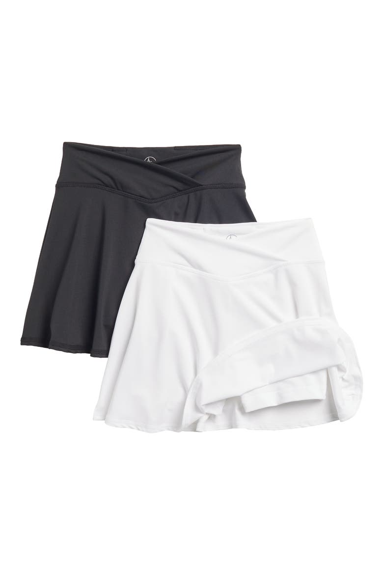 Kids' Crossover Two-Pack Skort Set, Alternate, color, WHITE/ BLACK