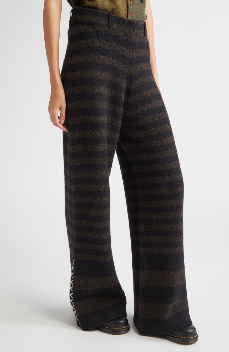YanYan Softi Oversize Stripe Wool Blend Pants, Alternate, color, Brown