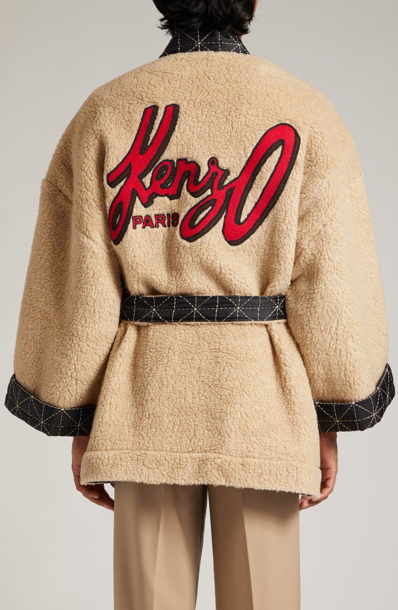 KENZO Archive Logo High Pile Fleece Wrap Jacket, Alternate, color, 