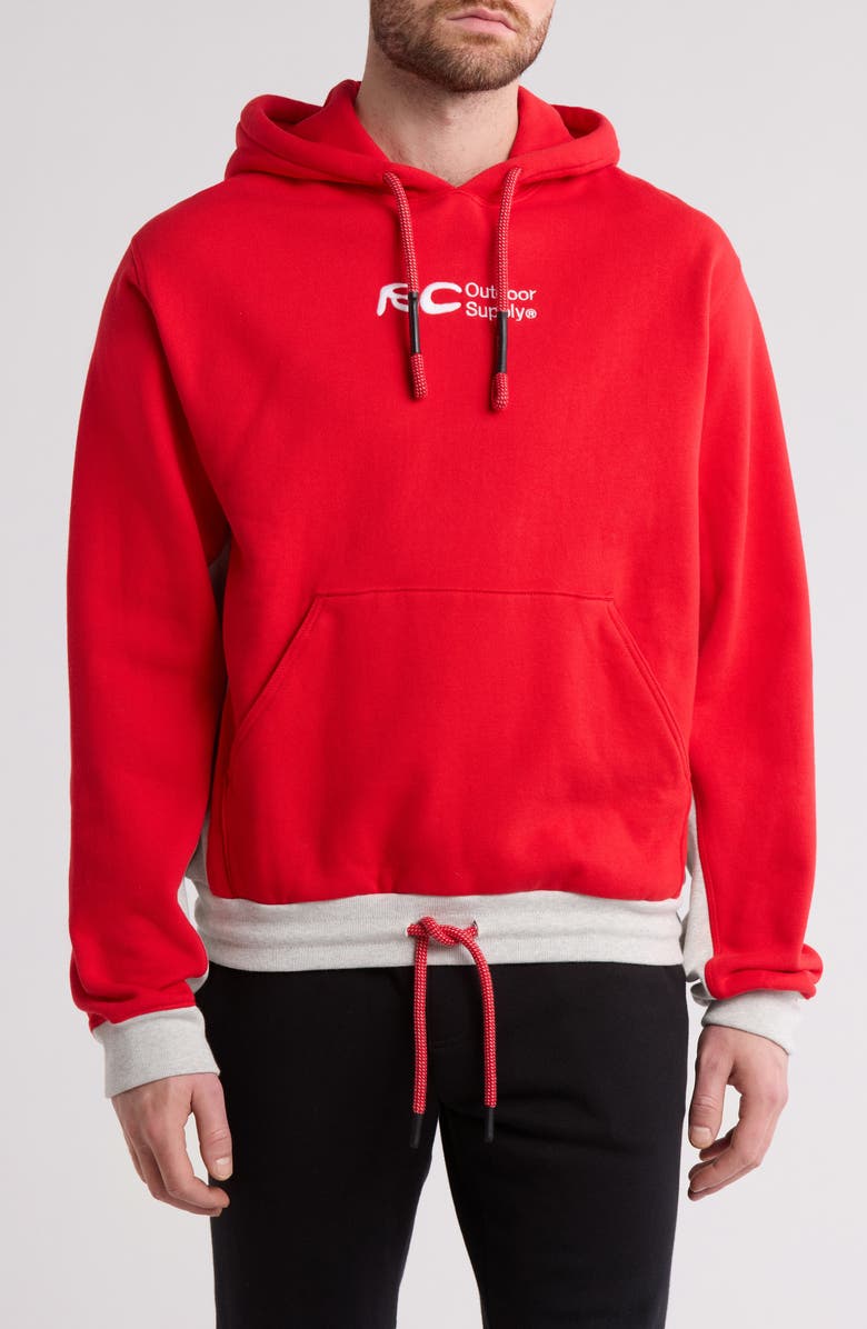 RC Outdoor Supply From Here to There Logo Embroidered Colorblock Cotton Graphic Hoodie, Main, color,