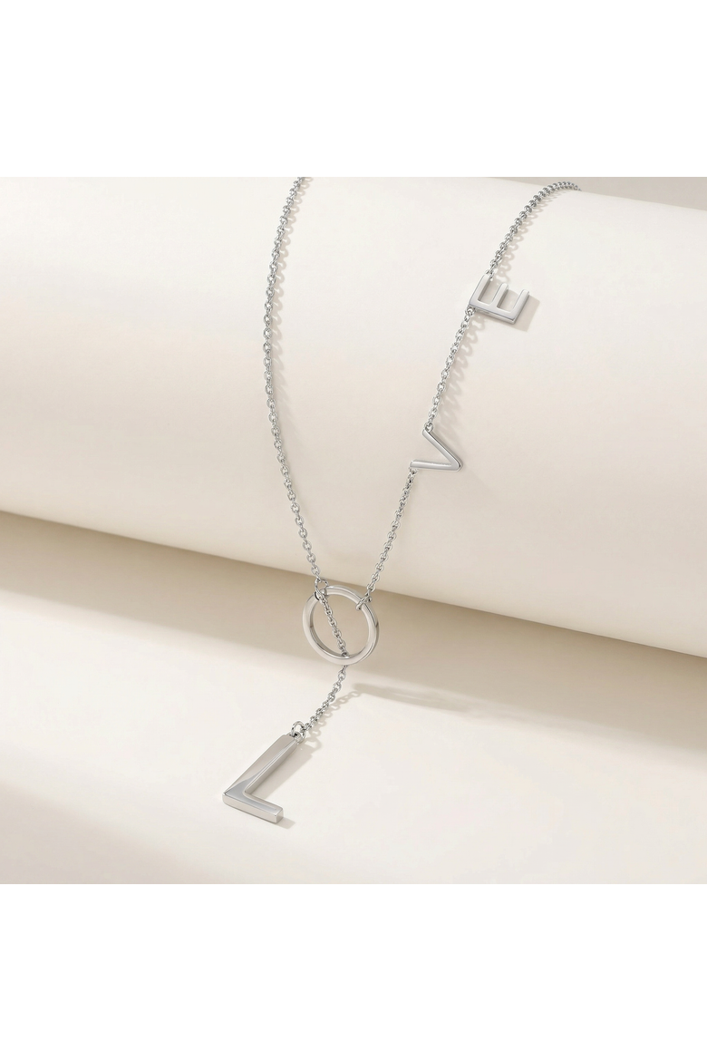 Love Lariat Necklace 18k Gold Plated 21", Alternate, color, 18k White Gold
