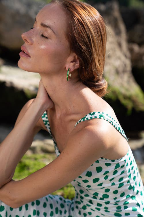 Classicharms Serena Molten Gemstone Hoop Earrings In Green