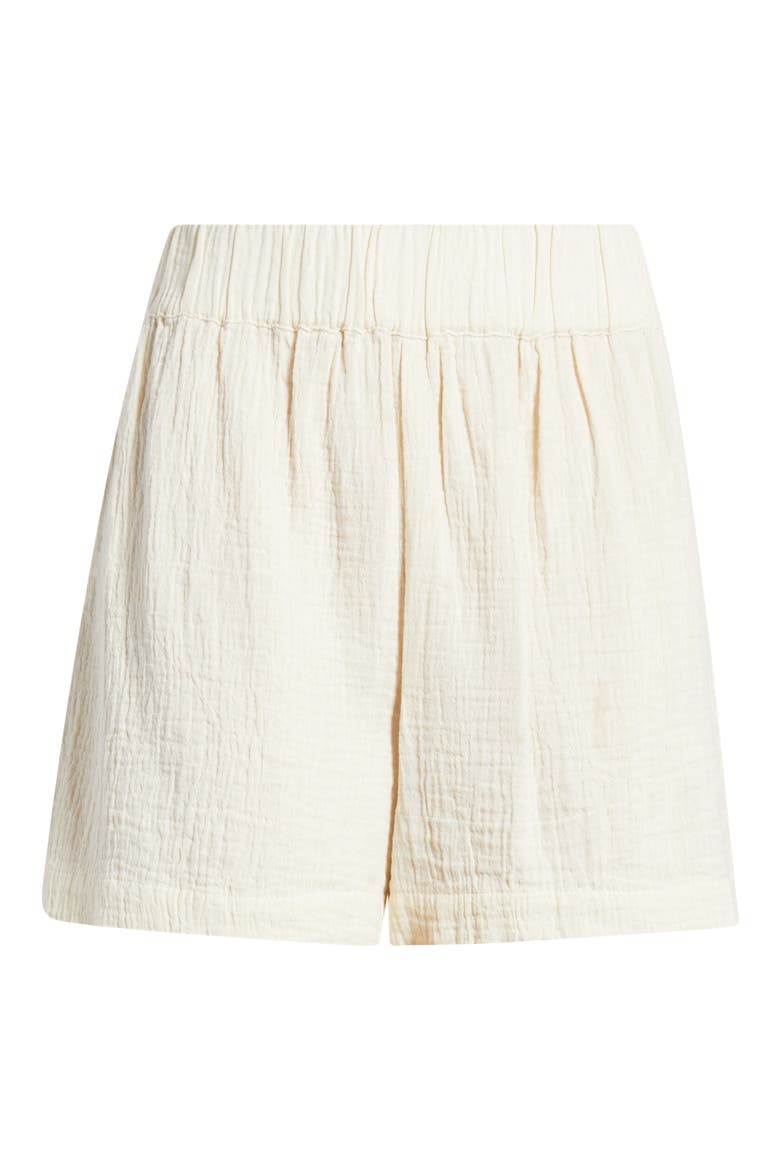 Crochet Trim Cotton Gauze Shorts, Alternate, color, PEARL