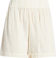 CITY BLUES Crochet Trim Cotton Gauze Shorts