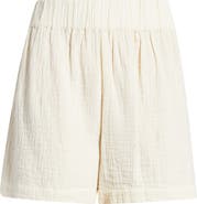 CITY BLUES Crochet Trim Cotton Gauze Shorts