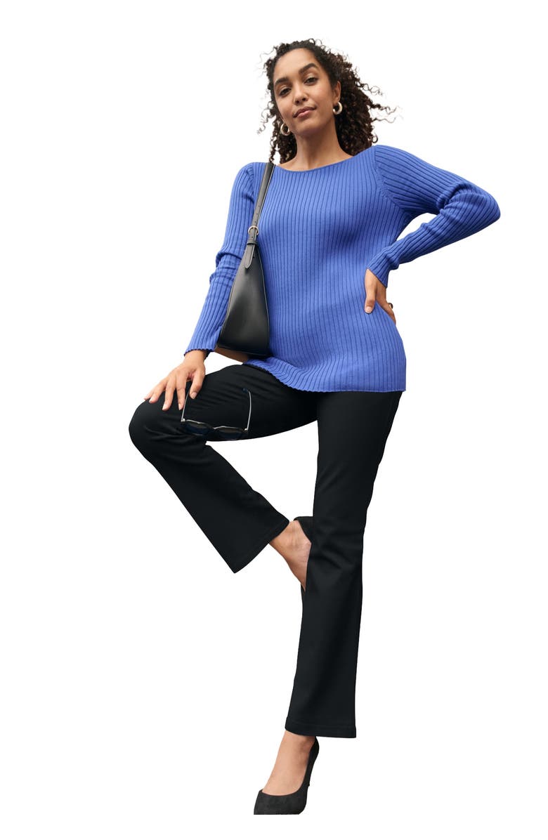 Jessica London Stretch Denim Flared Leg Jegging, Main, color, Black