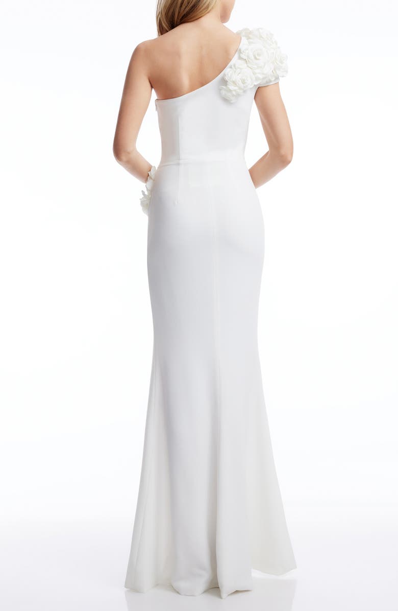 Dress the Population Aubrielle Asymmetric Gown, Alternate, color, Off White
