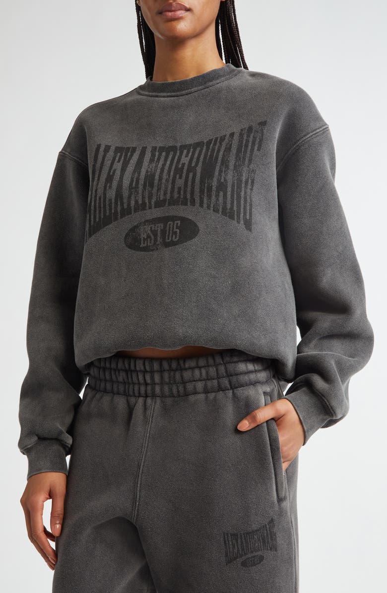 Alexander Wang Logo Graphic Crewneck Sweatshirt, Alternate, color,