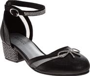 Badgley Mischka Collection Kids' Crystal Bow Ankle Strap Pump