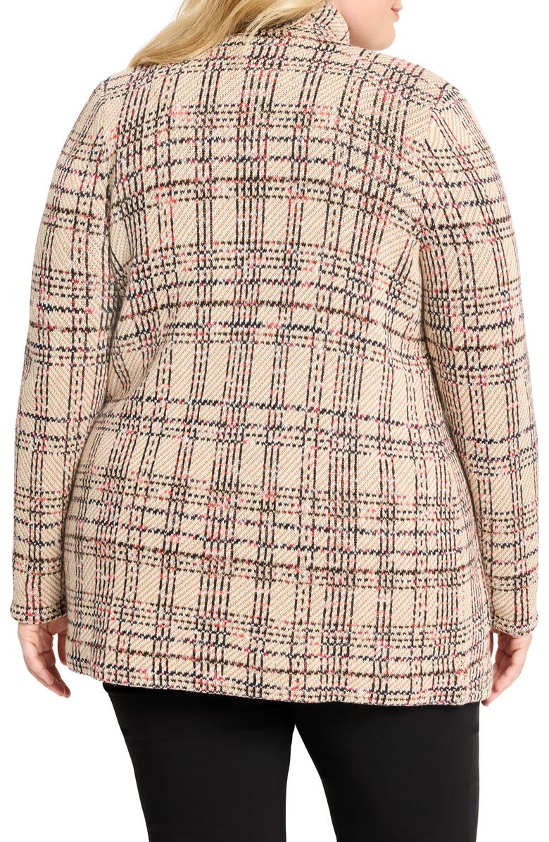 Stitchy Plaid Cotton Knit Blazer