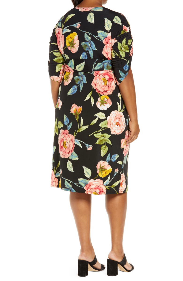 Kiyonna Eden Floral Faux Wrap Dress, Alternate, color, 
