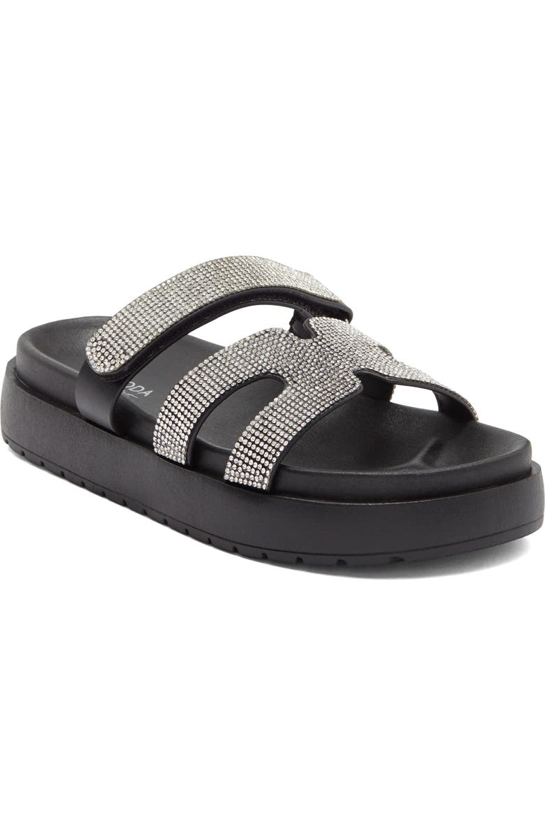 TOP MODA Kemper Rhinestone Embellished Slide Sandal, Main, color, Black