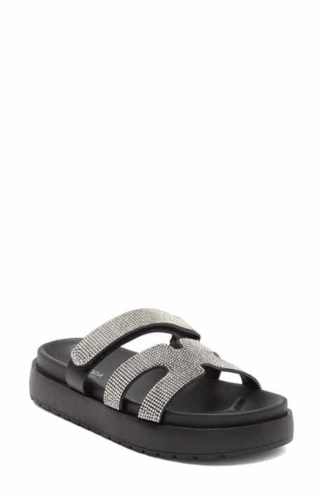 TOP MODA Kemper Rhinestone Embellished Slide Sandal