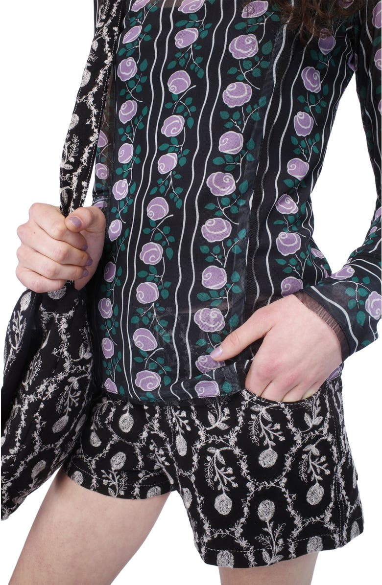 Anna Sui Rosetti Mesh Turtleneck Top, Alternate, color, 