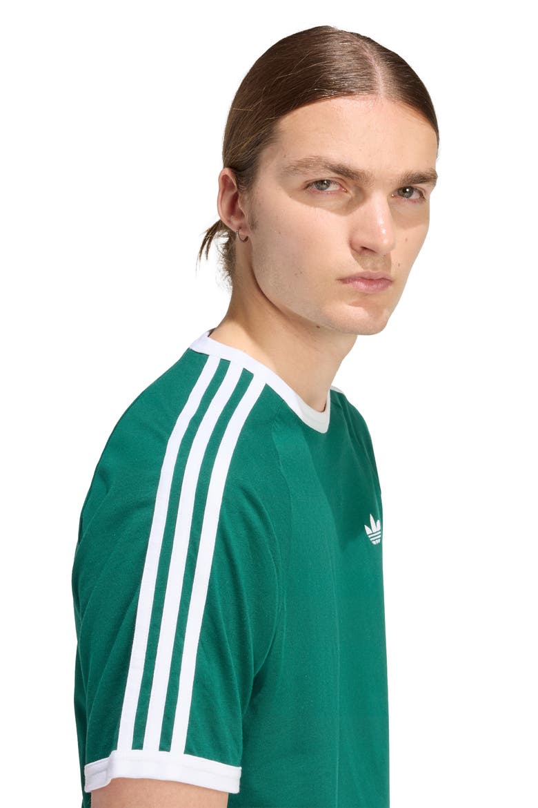 3-Stripes Cotton T-Shirt, Alternate, color, COLLEGIATE GREEN