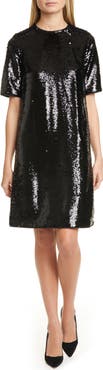 BOSS Dettia Short Sleeve Sequin Shift Dress