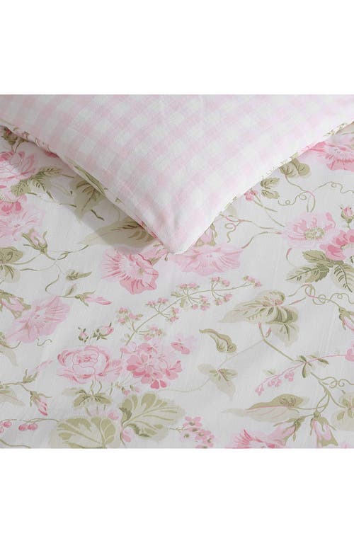 Laura Ashley Morning Gloria 3-piece Comforter & Sham Set In Pretty Pink/green