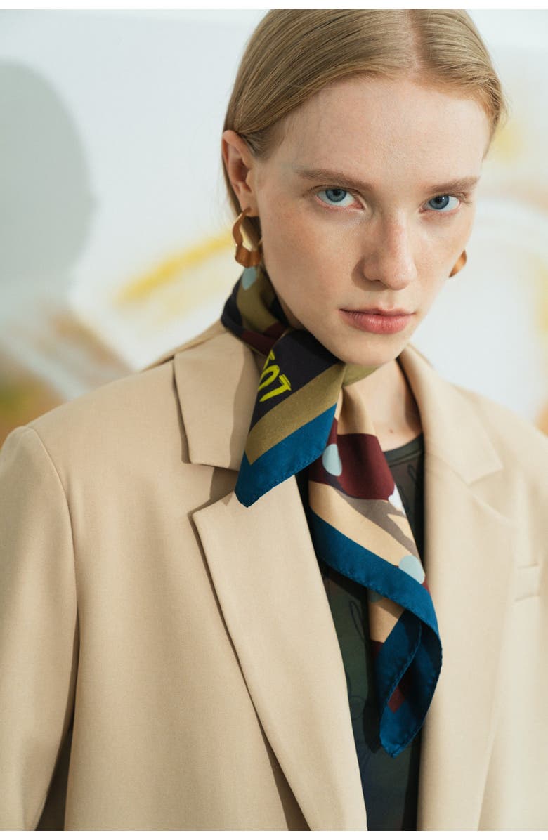 Lost Pattern NYC "Pan Pan" Silk Bandana, Alternate, color, Coffee