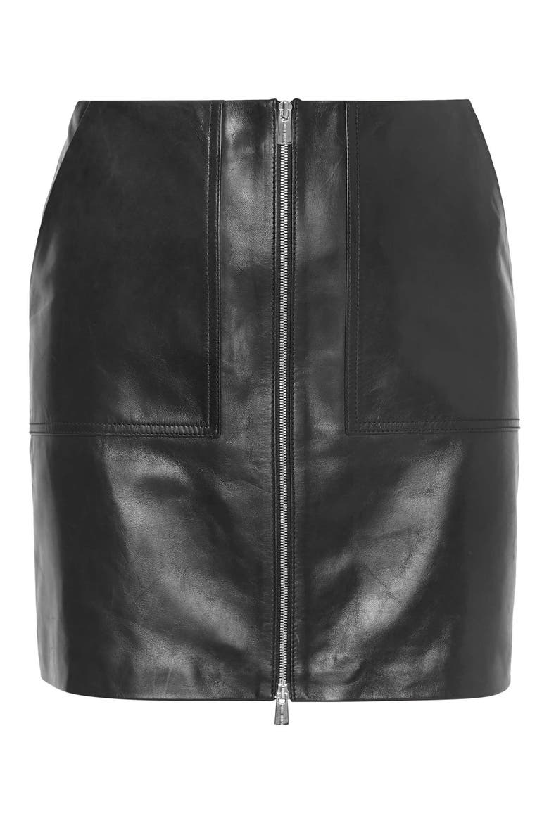 Sally Leather Miniskirt, Alternate, color, BLACK