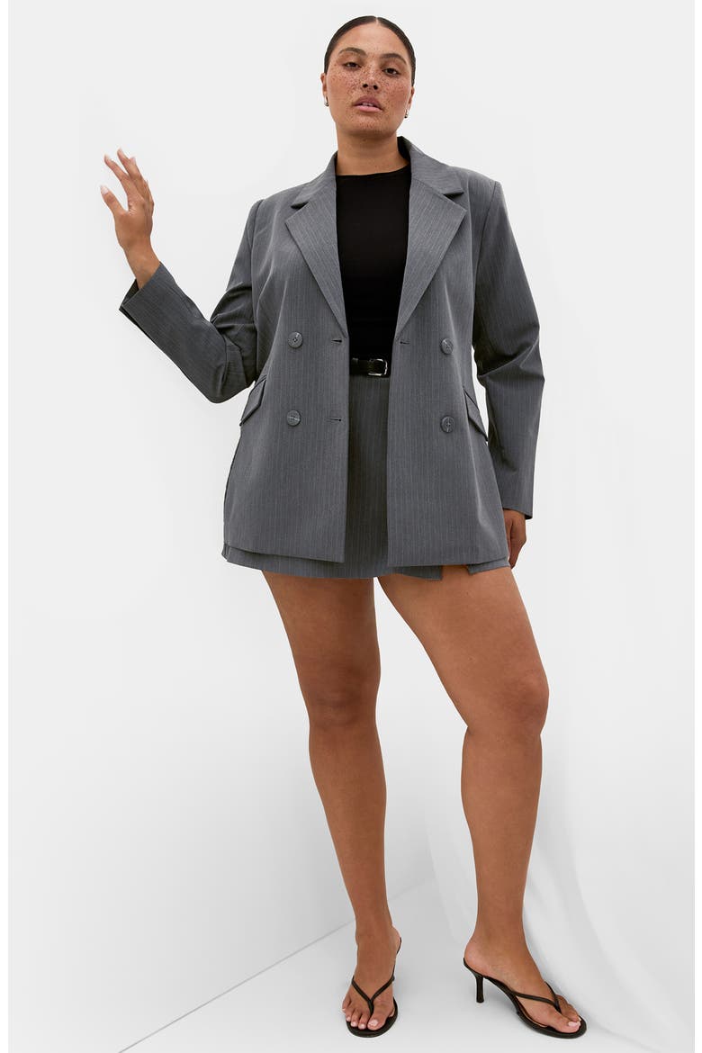 Cora Double Breasted Blazer, Alternate, color, GREY BLUE STR