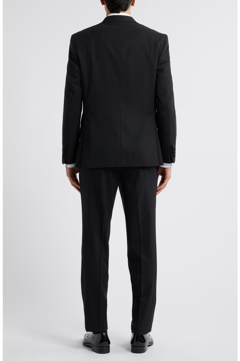 Elwood Contemporary Fit Black Wool Peak Lapel Tuxedo, Alternate, color, BLACK