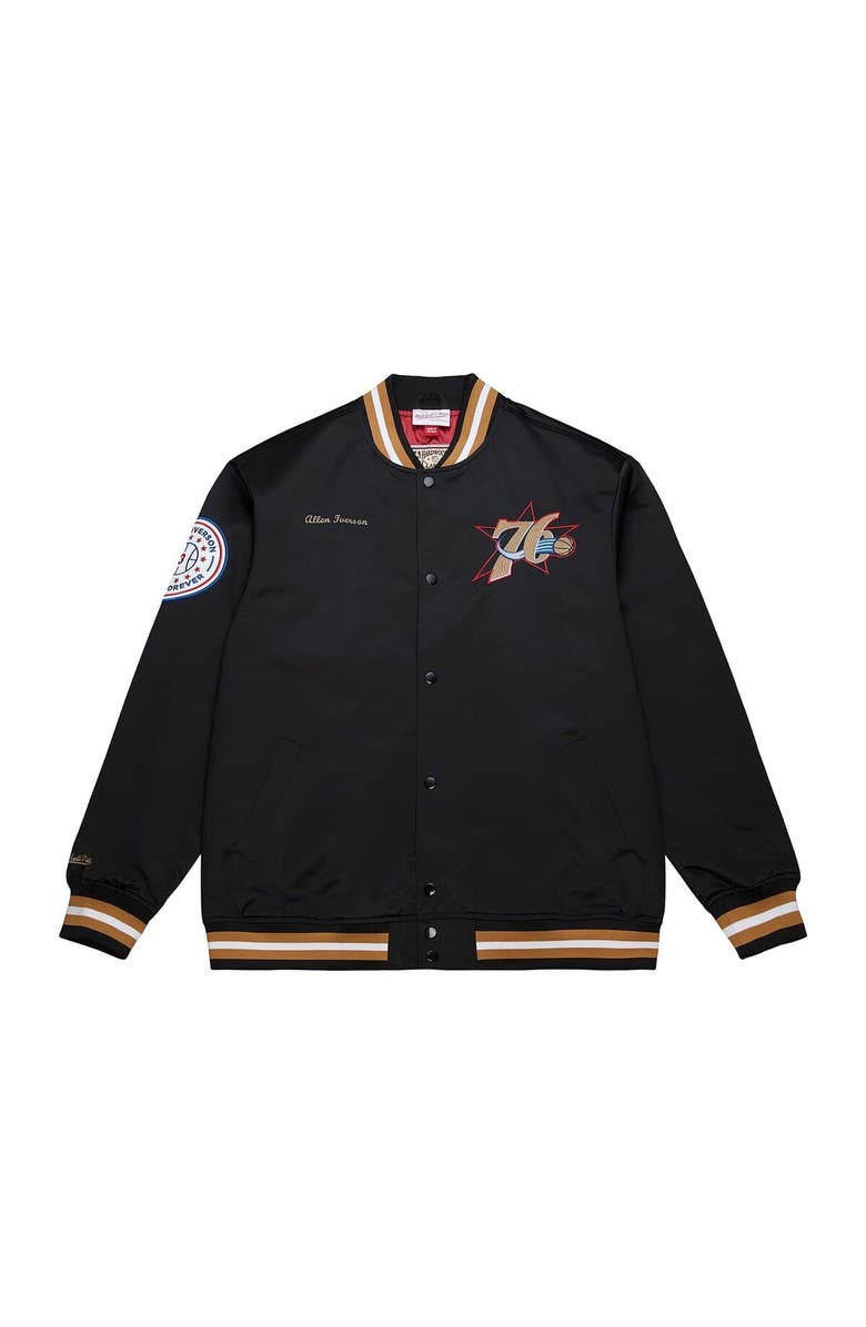 Mitchell & Ness Men's Mitchell & Ness Allen Iverson Black Philadelphia 76ers NBA Legends Full-Snap Satin Jacket, Alternate, color, Black