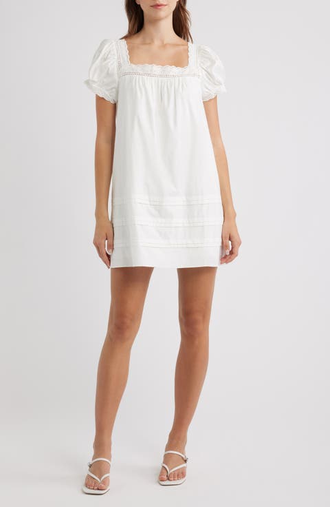 Joliette Eyelet Trim Puff Sleeve Minidress