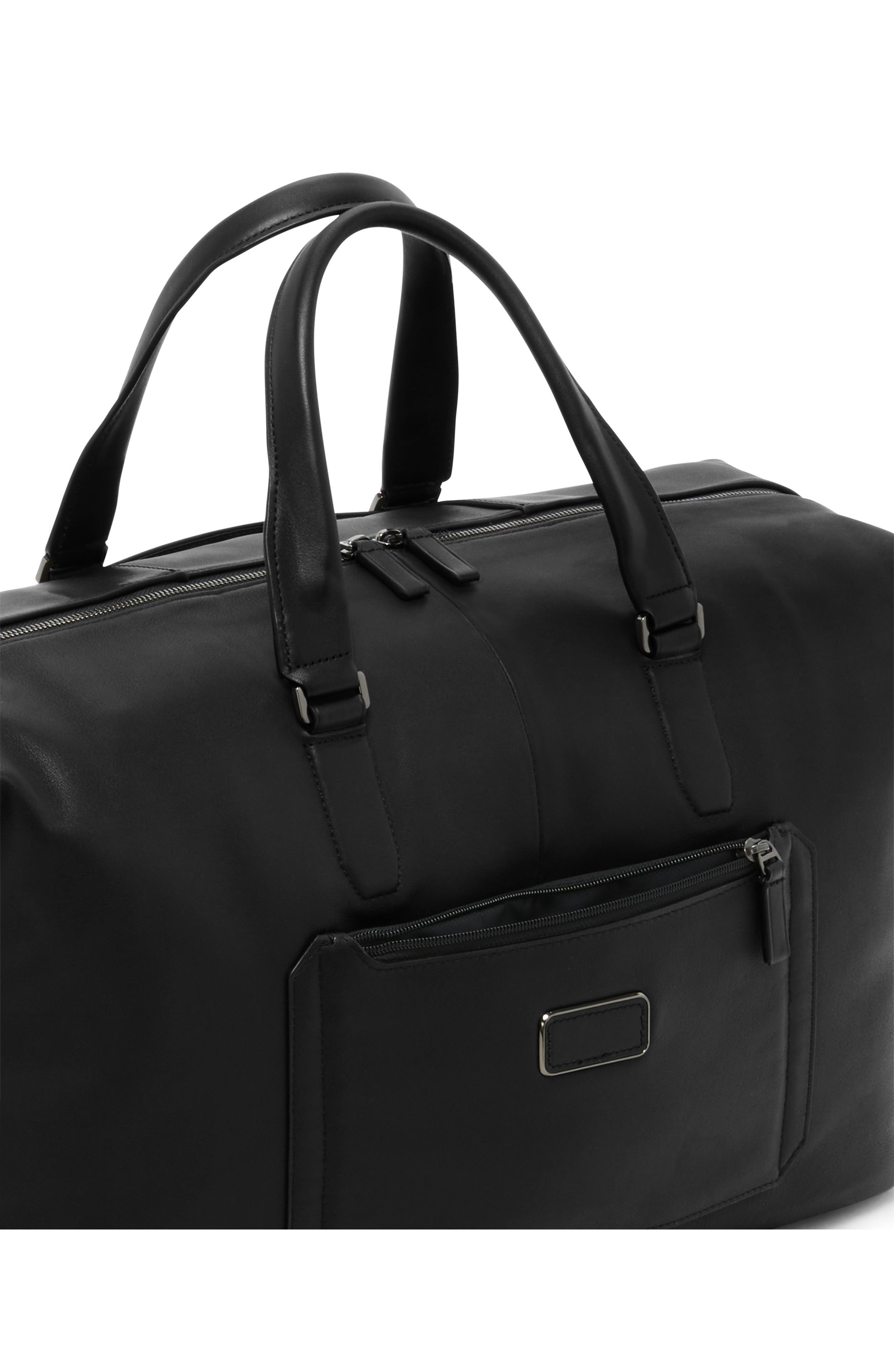 TUMI Nelson Leather Duffle Bag, Alternate, color, Black Bombe