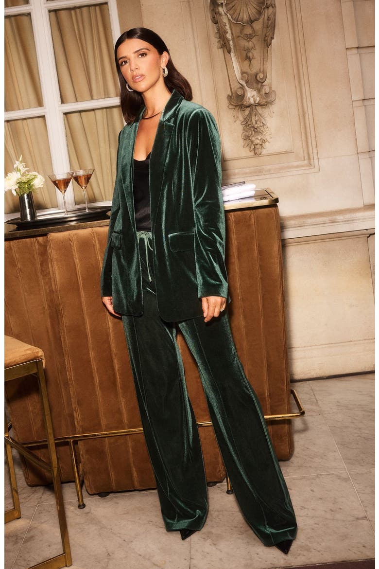 Velvet Wide Leg Pants, Alternate, color, GREEN