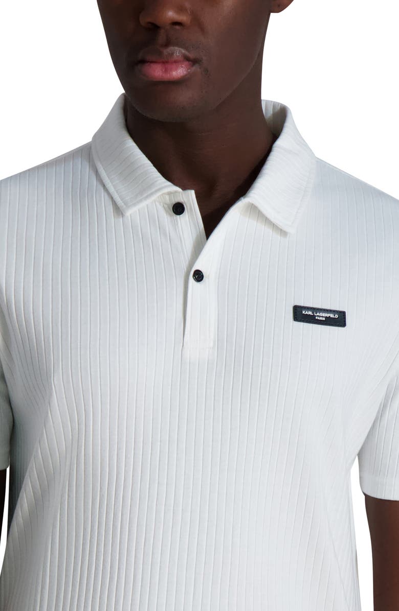 KARL LAGERFELD PARIS Rib Knit Polo, Alternate, color, Natural