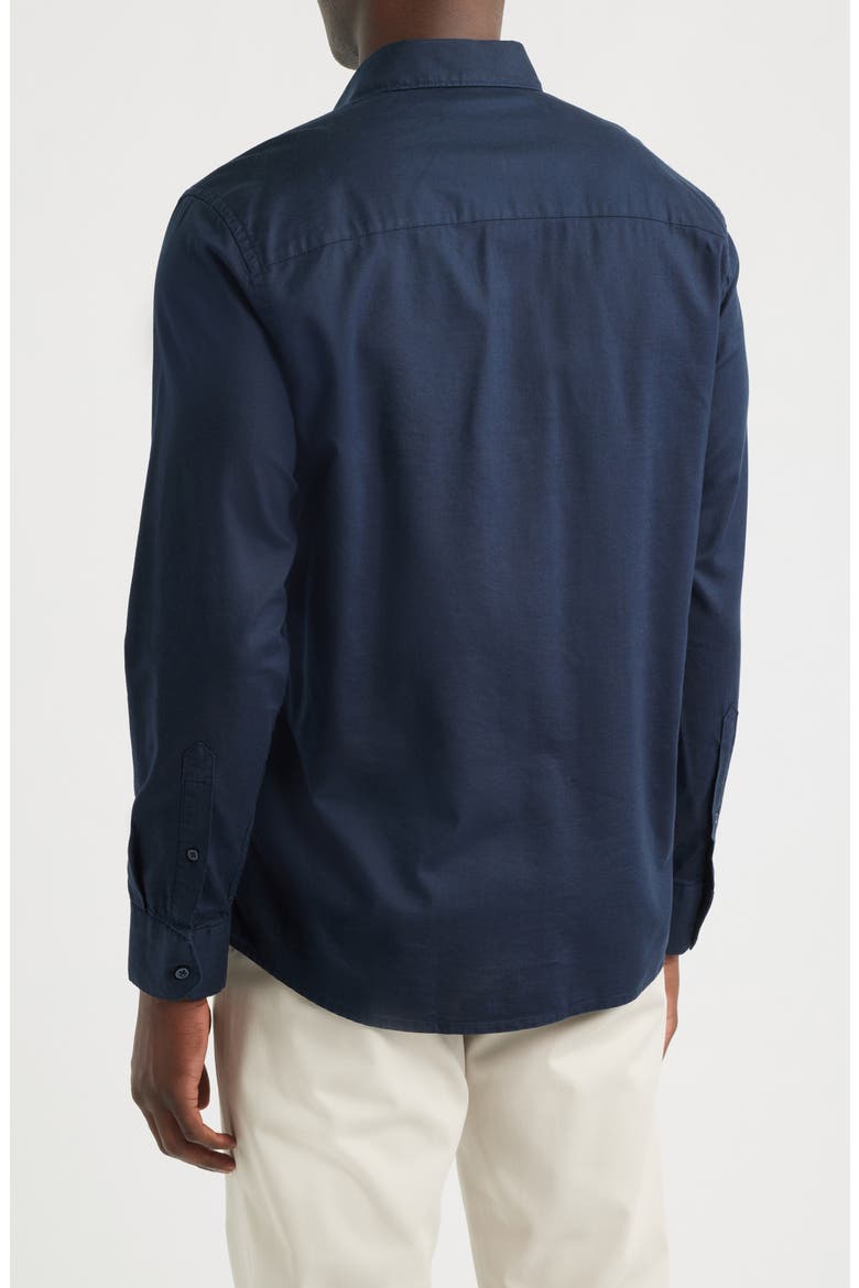 Cotton Blend Button-Up Shirt, Alternate, color, DARK SAPPHIRE