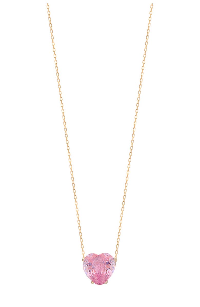 GABI RIELLE 14K Gold Vermeil Pink Crystal Heart Pendant Necklace, Main, color,