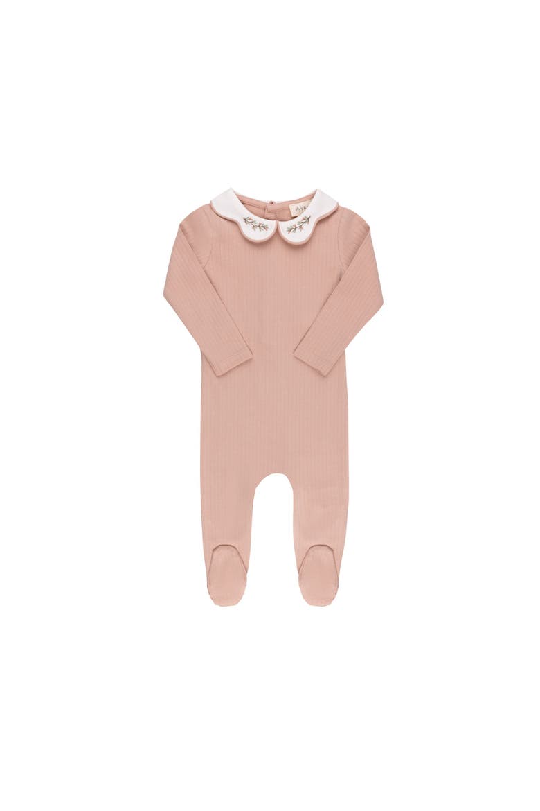 Organic Wide Rib Embroidered Scallop Collar Collection - Footie, Main, color, Pink