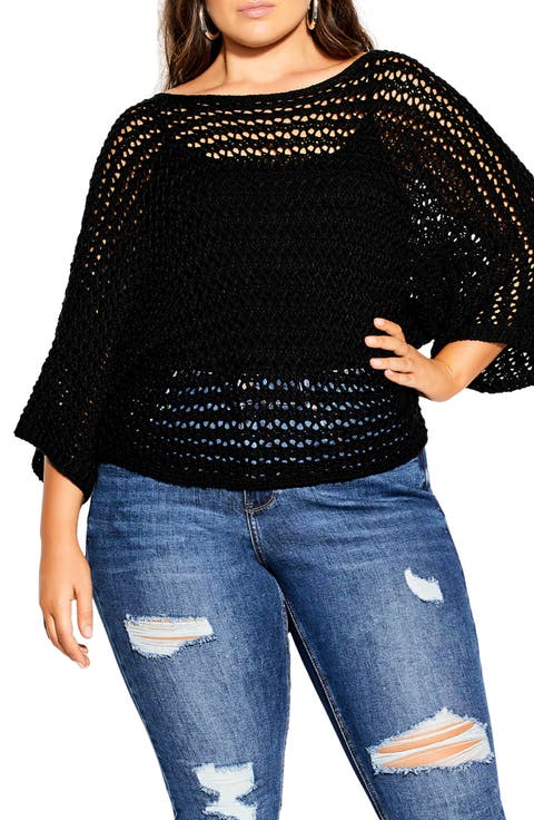売れ筋商品|||シティーシック ニット&セーター アウター レディース Plus Size  Sweater Black Women's City Chic Cardigan Sweaters | Nordstrom