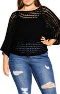City Chic Cool Pointelle Knit Sweater